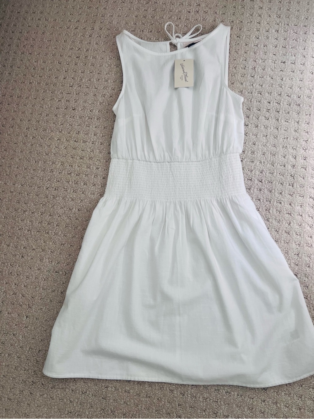 Lightweight cotton white smocked waist dress